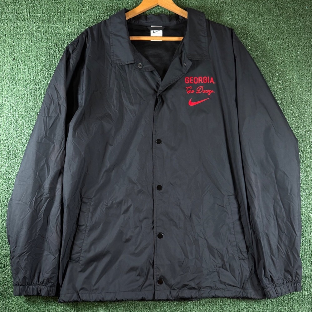 Nike Coaches Jacket Mens XXL Black Georgia Bulldogs Athletic Dept Snap Front